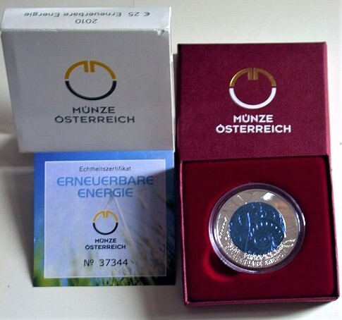 25 Euro 2010  Handgehoben im Etui mit Zertifikat