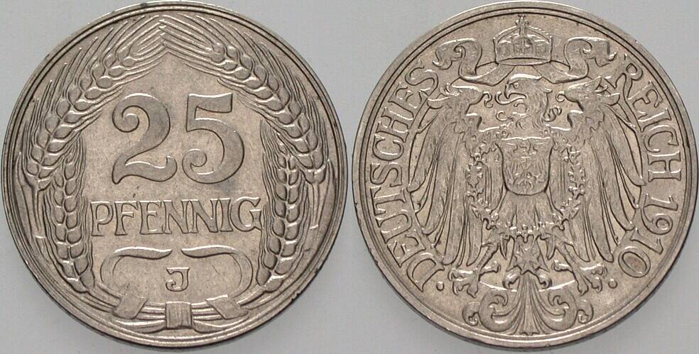 25 Pfennig 1910 J. 18 Sehr schön - vorzüglich
