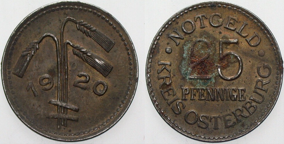 25 Pfennig 1920 NOTGELD (WZ) PFENNIGE Menzel 20036.2 Sehr schön