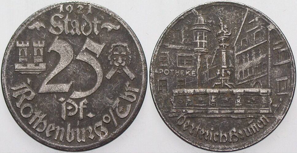 25 Pfennig 1921 Pfennig, darunter Wappen Menzel 22013.1 Sehr schön