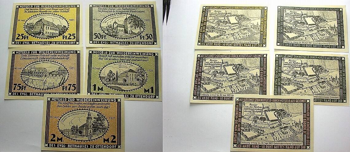 25 + 50 + 75 Pfennig + 1 Mark + 2 Mark 14.9.1921-30.9.1921 Grabowski/Mehl 1038.1 Fast kassenfrisch