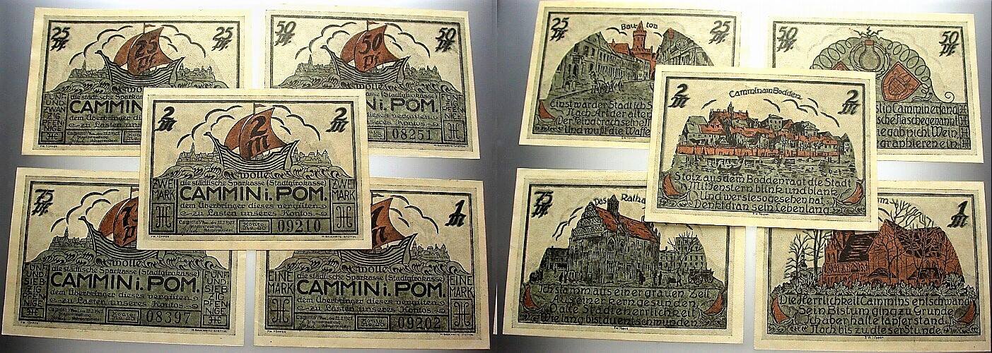 25 + 50 + 75 Pfennig + 1 + 2 Mark 22.2.1922 Grabowski/Mehl 218.1 Leicht gebraucht