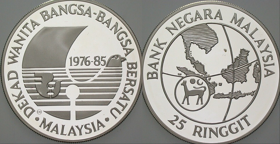 25 Ringgit 1985  Polierte Platte, verkapselt