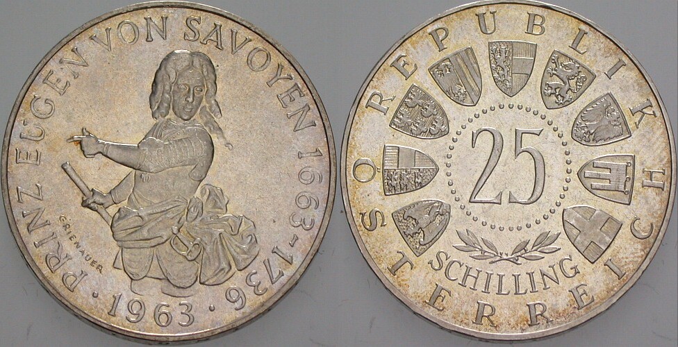 25 Schilling 1963  Polierte Platte