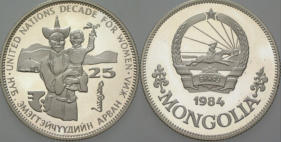 25 Tugrik 1984  Polierte Platte, verkapselt