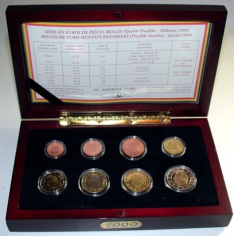3,88 Euro, Kursmünzensatz 1 Cent-2 Euro 1999 Polierte Platte