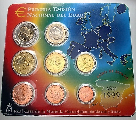 3,88 Euro,Kursmünzensatz 1 Cent-2 Euro 1999  Stempelglanz