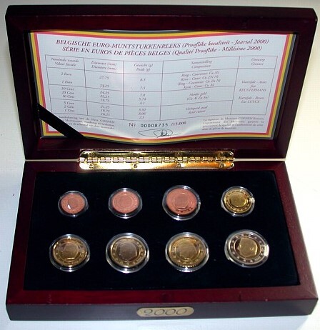 3,88 Euro, Kursmünzensatz 1 Cent-2 Euro 2000 Polierte Platte