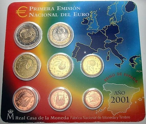 3,88 Euro,Kursmünzensatz 1 Cent-2 Euro 2001  Stempelglanz