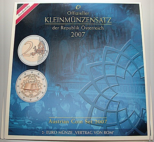 3,88 Euro,Kursmünzensatz 1 Cent-2 Euro 2007 Stempelglanz