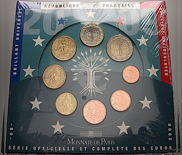 3,88 Euro,Kursmünzensatz 1 Cent-2 Euro 2009 Stempelglanz