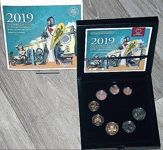 3,88 Euro, Kursmünzensatz 1 Cent-2 Euro 2019 Polierte Platte