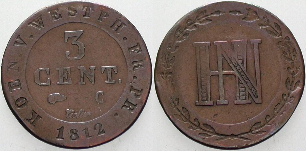 3 Centimes 1812 Jaeger 31 AKS 41 Fast sehr schön