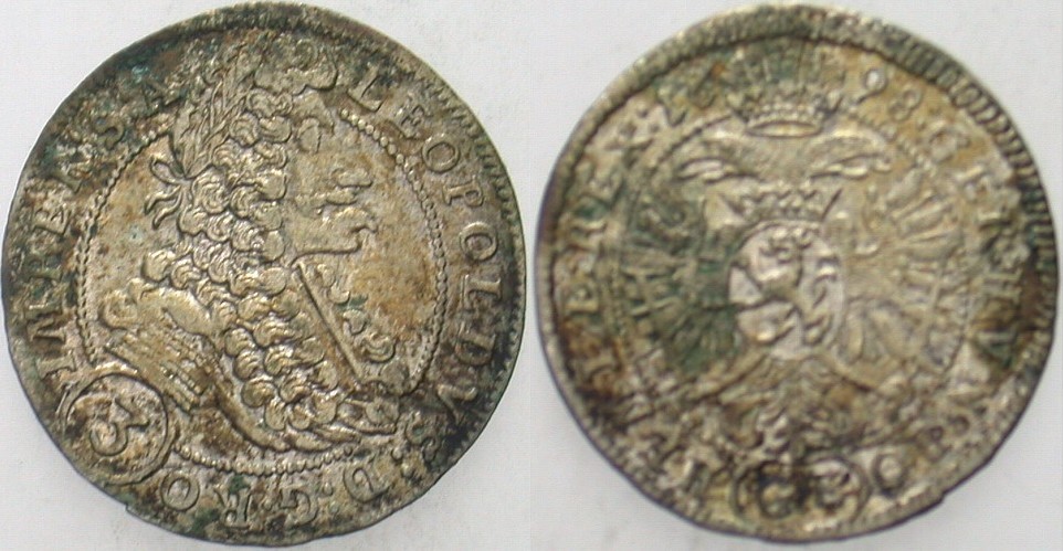 3 Kreuzer 1698 Belag, sehr schön - vorzüglich