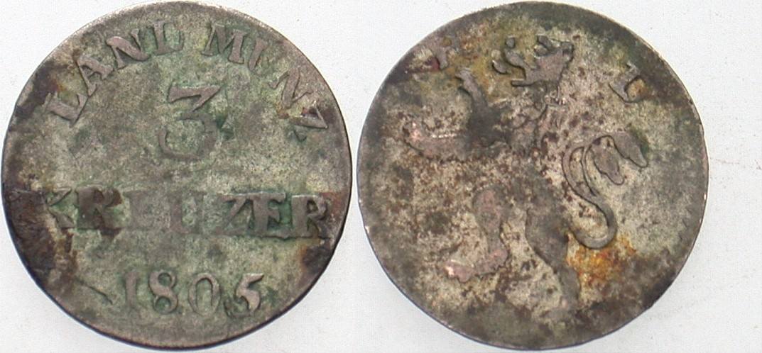 3 Kreuzer 1805 Schütz 3238.1 Fleckig, sehr schön