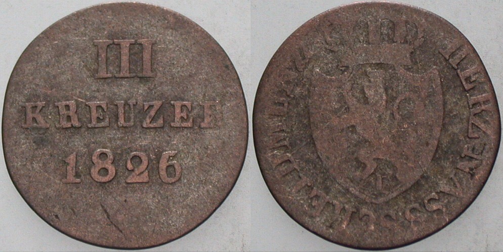 3 Kreuzer 1826 Jaeger 34 AKS 49 Schön