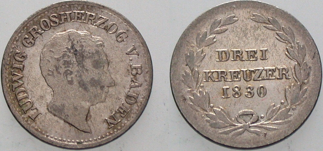 3 Kreuzer 1830 Jaeger 39 AKS 63 Patina, sehr schön
