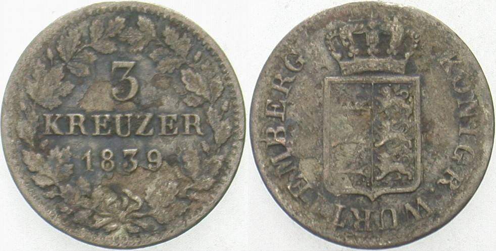 3 Kreuzer 1839 Jaeger 61 AKS 105 Schön - sehr schön