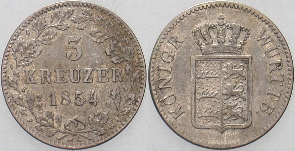 3 Kreuzer 1854 Jaeger 67 AKS 106 Sehr schön