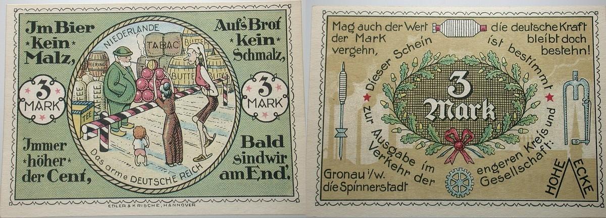 3 Mark o.D. (1922) Grabowski/Mehl 475.1 Kassenfrisch