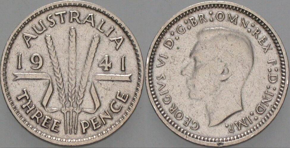 3 Pence 1941 K.M. 37 Sehr schön - vorzüglich