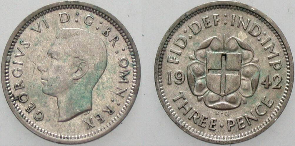 3 Pence 1942 Krause/Mishler 848 Sehr schön