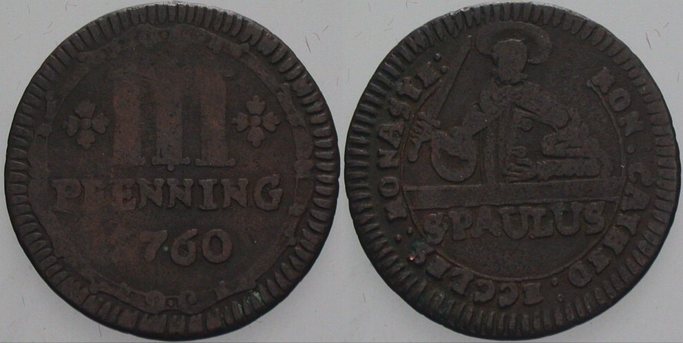 3 Pfennig 1760 Schön - sehr schön