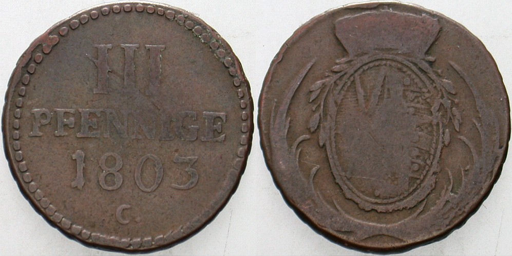 3 Pfennig 1803 Buck 204 e Fast sehr schön