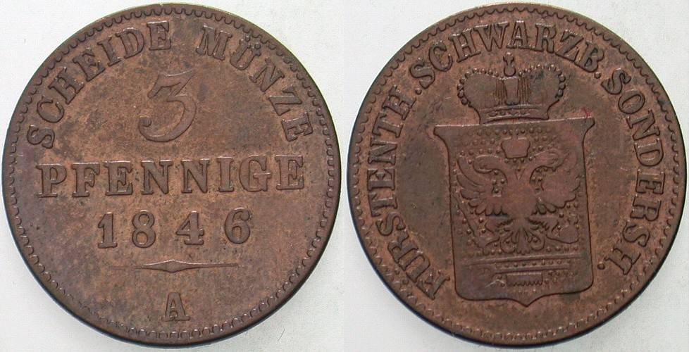 3 Pfennige 1846 Jaeger 71 AKS 41 Sehr schön