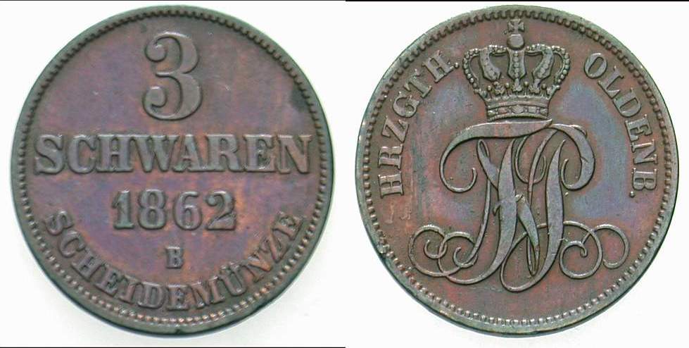 3 Schwaren 1862 Jaeger 50 AKS 32 Sehr schön +