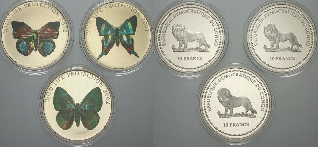 3 x 10 Francs 2002 Polierte Platte im Etui mit Zertifikat