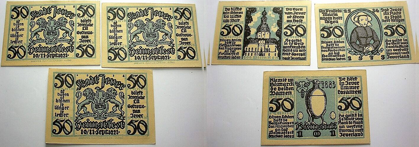 3 x 50 Pfennig 10./11. Sept. 1921 Grabowski/Mehl 661.3 Fast kassenfrisch