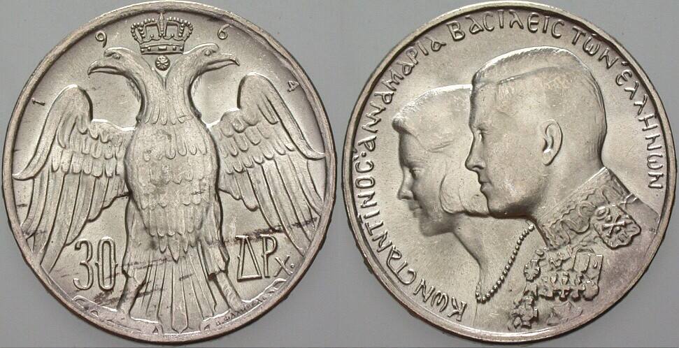 30 Drachmai 1964 KM 87 Vorzüglich - Stempelglanz