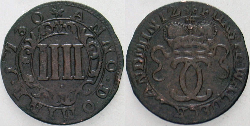 4 Pfennig 1730 Weingärtner 748 Sehr schön