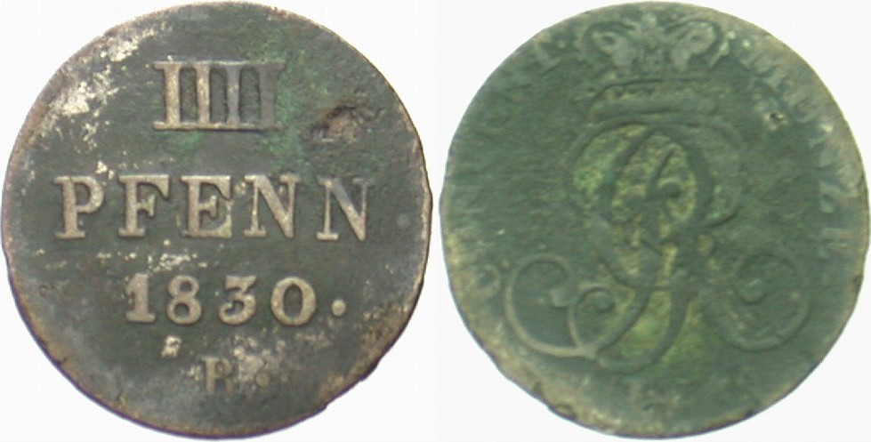 4 Pfennige 1830 Jaeger 19 AKS 45 Fehler im Feld, schön