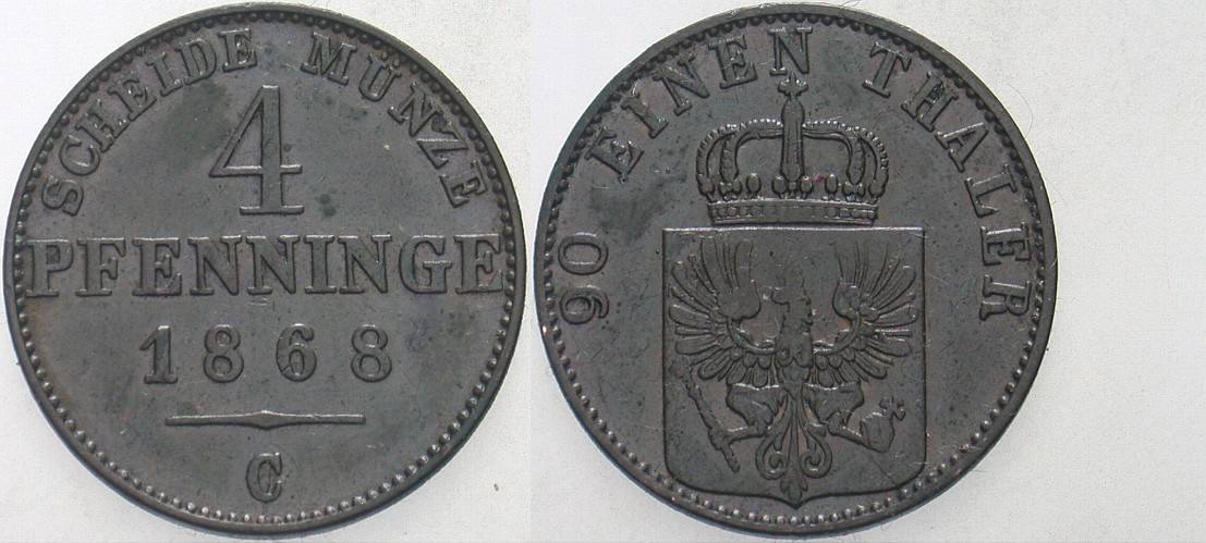 4 Pfennige 1868 Jaeger 53 AKS 105 Sehr schön - vorzüglich