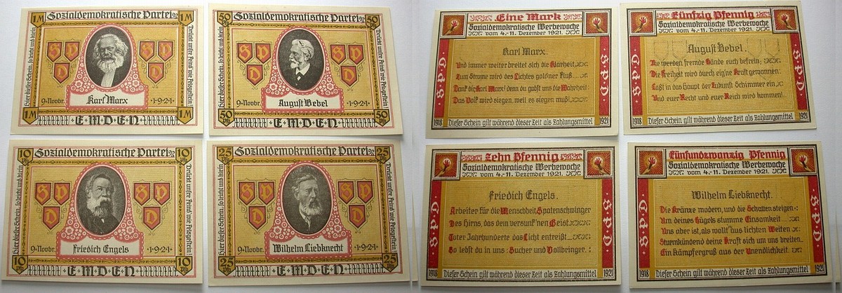 4 Scheine (10 Pf.,25Pf.,50 PF.,1 Mark) 4.-11.12.1921 Grabowski/Mehl 336.1 Fast kassenfrisch