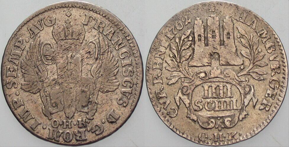 4 Schilling 1762 Gaedechens 742 Fast sehr schön