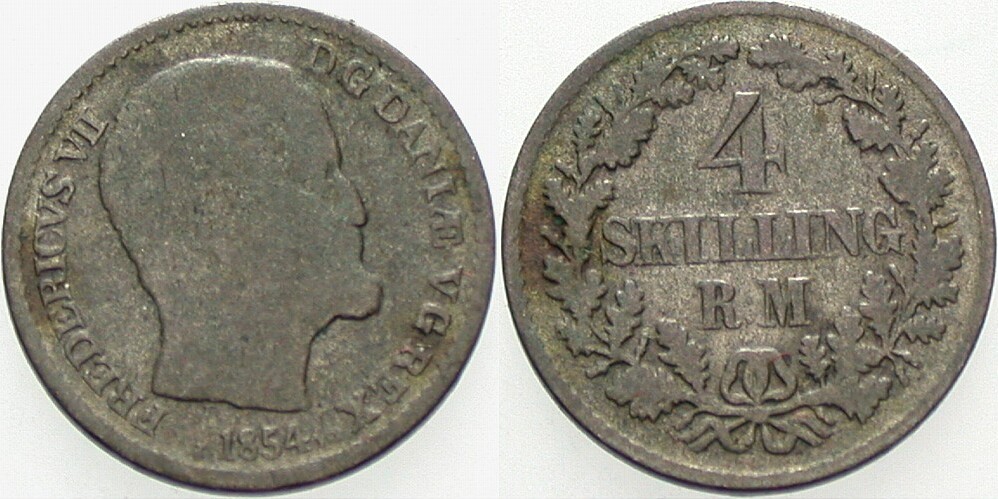 4 Skilling Rigsmont 1854 KM 758.1 Schön/fast sehr schön