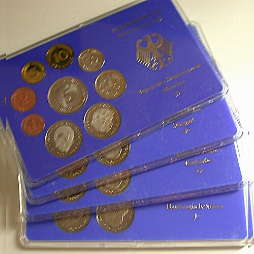 4 x 1 Pfennig - 5 Deutsche Mark, 10,68 DM 1978 Polierte Platte