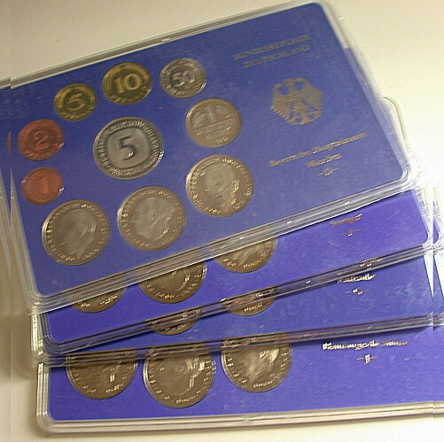 4 x 1 Pfennig - 5 Deutsche Mark, 12,68 DM 1979 Polierte Platte