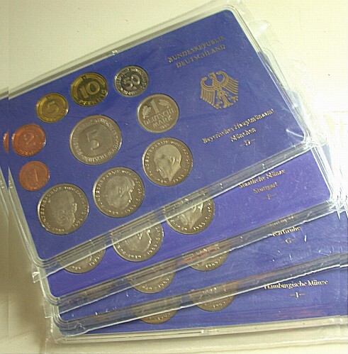 4 x 1 Pfennig - 5 Deutsche Mark, 12,68 DM 1980 Polierte Platte