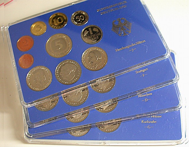 4 x 1 Pfennig - 5 Deutsche Mark, 12,68 DM 1981 Polierte Platte