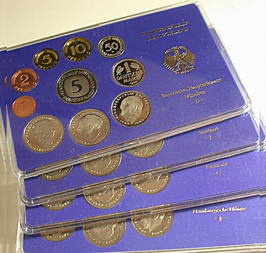 4 x 1 Pfennig - 5 Deutsche Mark, 12,68 DM 1984  Polierte Platte