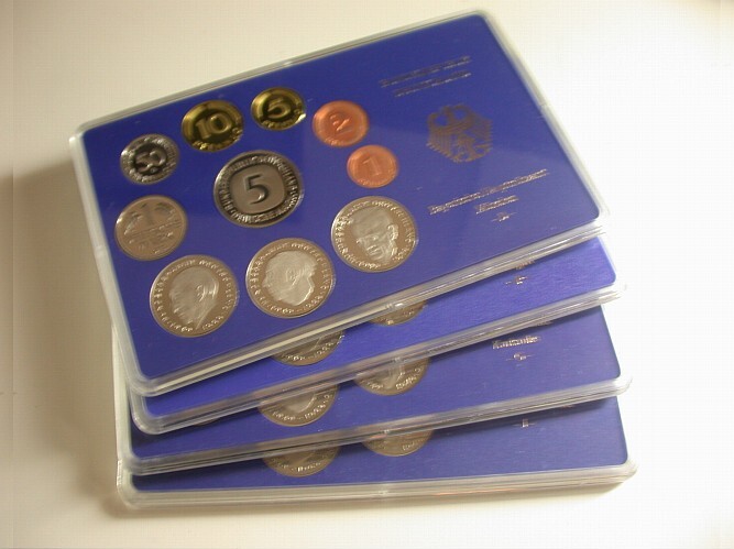 4 x 1 Pfennig - 5 Deutsche Mark, 12,68 DM 1985 Polierte Platte