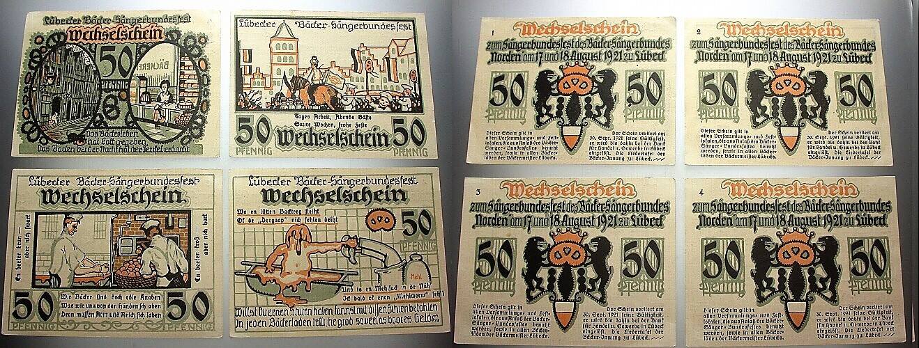 4 x 50 Pfennig o.D.-30.9.1921 Grabowski/Mehl 820.1 Fast kassenfrisch