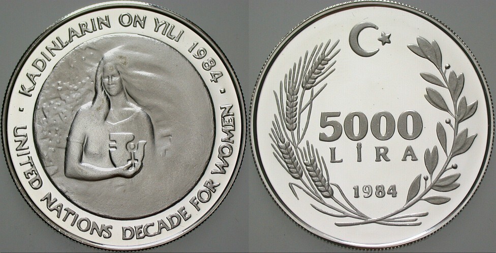 5.000 Lira 1984  Polierte Platte, verkapselt