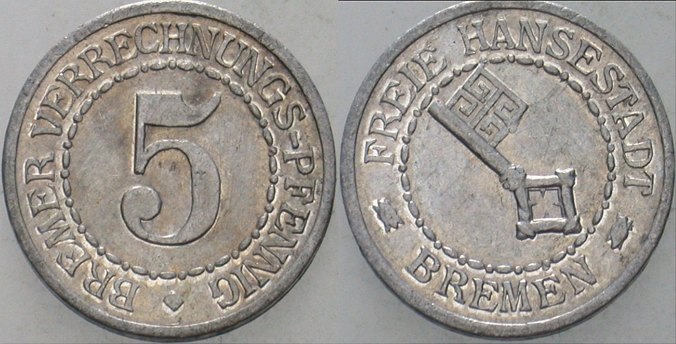 5 Bremer Verrechnungspfennig o.J. J. N.41 Vorzüglich