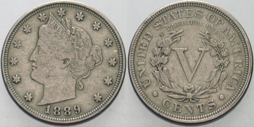 5 Cent 1889 Fast sehr schön