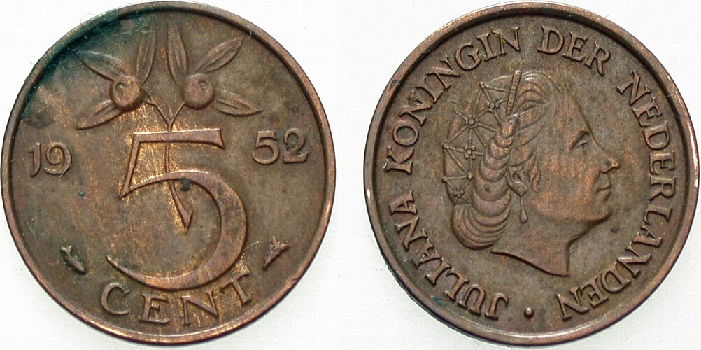 5 Cent 1952 K.M. 181 Sehr schön